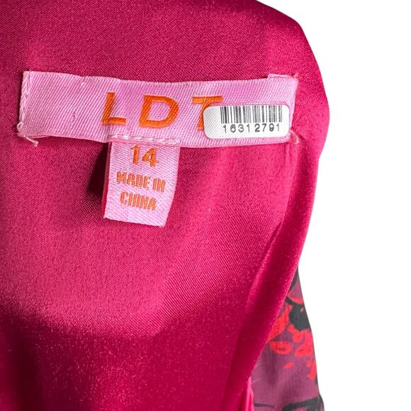 LDT Brooke Maxi Dress Purple Red Floral Pattern Long Women's Size 14 Glam Chic - Picture 12 of 14